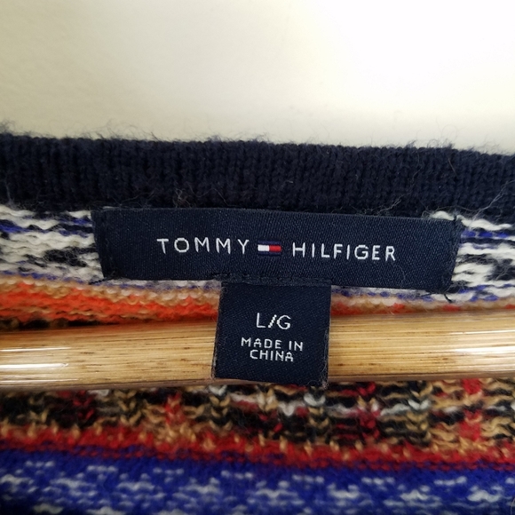 Tommy Hilfiger Fair Isle Boat Neck Sweater, Sz L - Picture 7 of 8